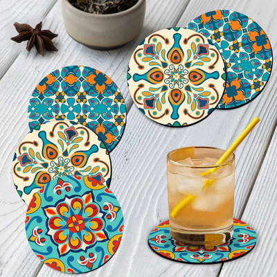 Hothouse Round Medium Density Fibreboard Coaster Set(Pack of 6)