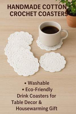 SAMAYRA CREATION Round Reversible Cotton Coaster Set(Pack of 6)