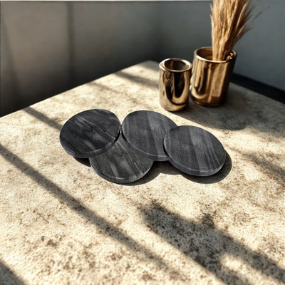 URBANNEST Round Reversible Marble Coaster Set(Pack of 4)