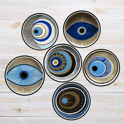 Expleasia Round Wood Coaster Set(Pack of 6)