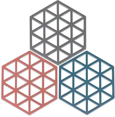 Cathiya sales Hexagon Reversible PVC Coaster Set(Pack of 3)