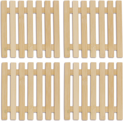 NFI essentials Square Reversible Wood Coaster(Pack of 4)