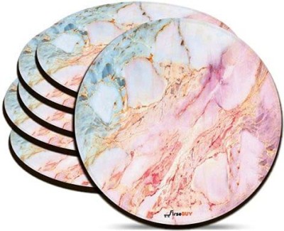 FirseBUY Round Wood Coaster Set(Pack of 6)