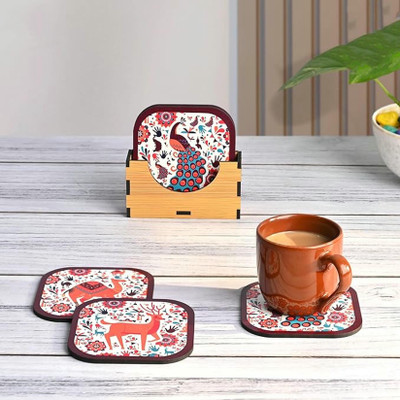 GladRag Hexagon Reversible Wood Coaster Set(Pack of 1)