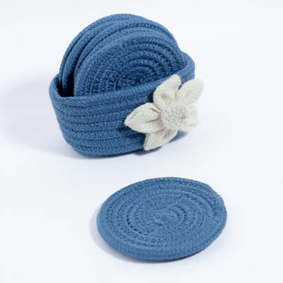 AURKA Round Reversible Cotton, Polypropylene Coaster(Pack of 6)