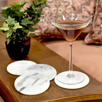 Little Extra Round Marble Coaster Set(Pack of 4)