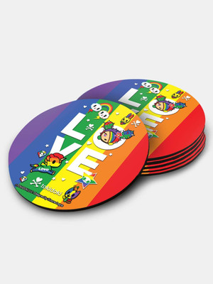 Macmerise Round Medium Density Fibreboard Coaster Set(Pack of 6)