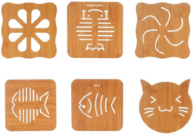NIRMATSARAY Rectangle Reversible Woolen Coaster Set(Pack of 6)