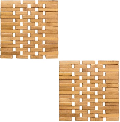 HOKiPO Square Reversible Bamboo Coaster Set(Pack of 2)