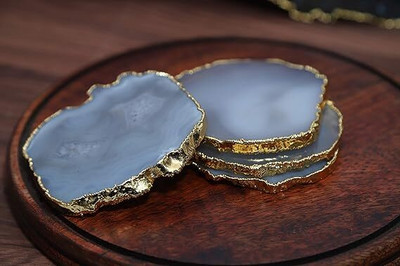 VIDHI ENTERPRISES Round Reversible Marble Coaster Set(Pack of 4)