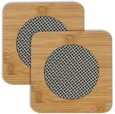 Godsa Mart Square Bamboo Coaster Set(Pack of 2)