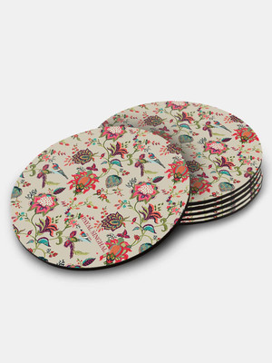Macmerise Round Medium Density Fibreboard Coaster Set(Pack of 6)