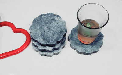 KRAFT CLOUDS Round Marble Coaster Set(Pack of 4)