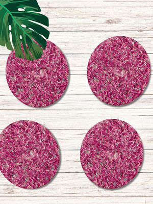 LADLI JEE Round Reversible Polyester Coaster(Pack of 4)
