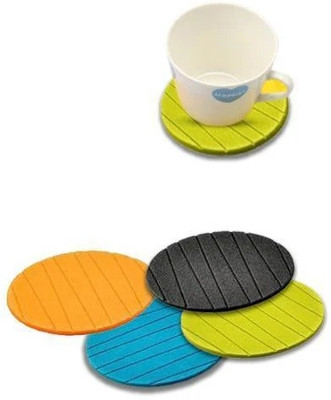 dniepar Round Reversible Rubber Coaster Set(Pack of 6)