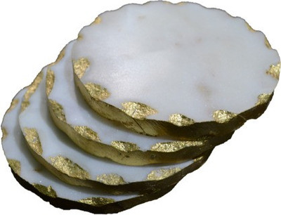 spadeit Round Reversible Marble Coaster(Pack of 4)