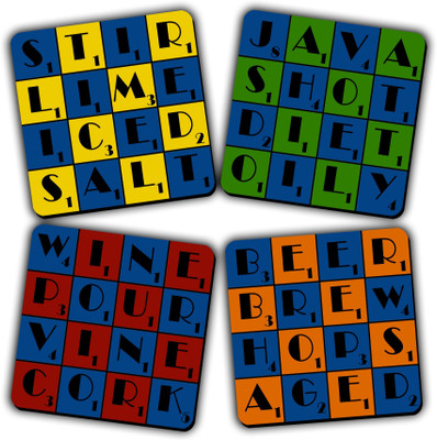 Get Fatang Square Reversible Wood Coaster Set(Pack of 4)