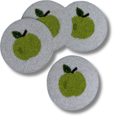 embroidcraft Round Jute Coaster Set(Pack of 4)