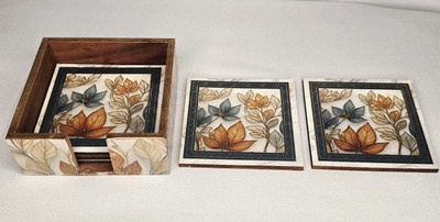 The Cove Tales Rectangle Wood Coaster Set(Pack of 6)