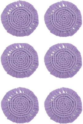 MUD FACTORY Round Cotton Coaster Set(Pack of 6)