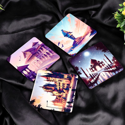 HOMEMATES Square Acrylic Coaster Set(Pack of 4)