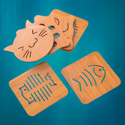 LAKSHMINARAYAN SALES Rectangle Reversible Wood Coaster Set(Pack of 6)