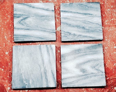 KRAFT CLOUDS Rectangle Marble Coaster Set(Pack of 4)