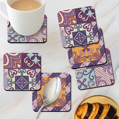 Hothouse Square Medium Density Fibreboard Coaster Set(Pack of 6)