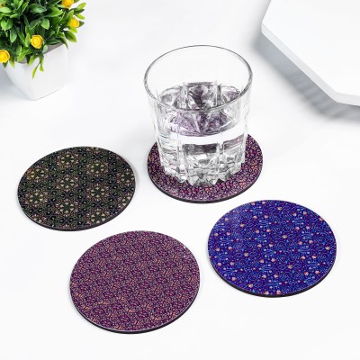 Pia Creations Round Acrylic Coaster Set(Pack of 4)