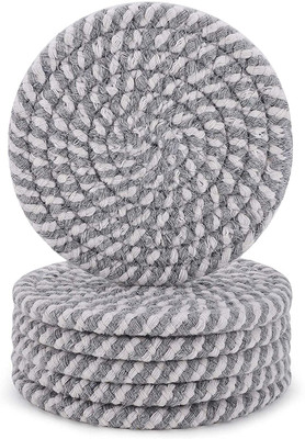 SIYA TEXTILES Round Reversible Cotton Coaster Set(Pack of 6)