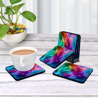 Sheen Kraft Square Wood Coaster Set(Pack of 6)