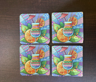 MAYANK CREATION Square Cork Coaster Set(Pack of 4)