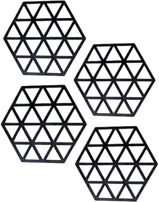 Cathiya sales Hexagon Reversible PVC Coaster Set(Pack of 4)