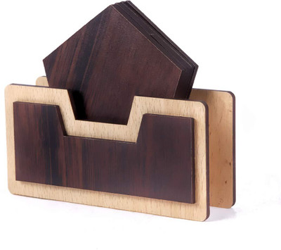 KD SAPRA Hexagon Reversible Wood Coaster Set(Pack of 3)