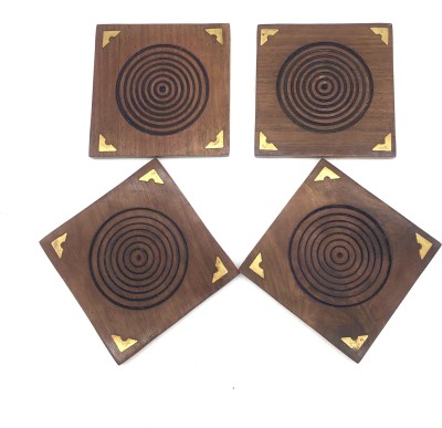 Master Piece Crafts Square Wood Coaster Set(Pack of 4)