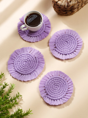 My Creative Hut Round Reversible Cotton Coaster Set(Pack of 4)