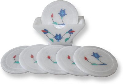 IHB Round Marble Coaster Set(Pack of 6)