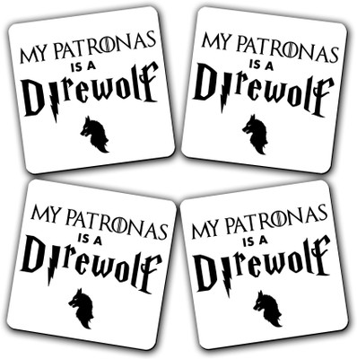 Get Fatang Square Reversible Medium Density Fibreboard Coaster Set(Pack of 4)