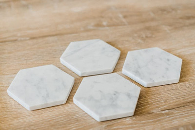 RD MANUFACTURING Round Reversible Marble Coaster(Pack of 4)