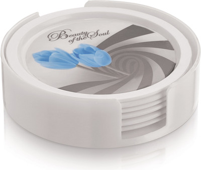 YUIOP Round Reversible PVC Coaster Set(Pack of 6)