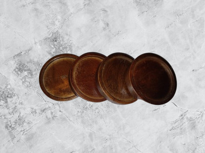 BAGDAWAT BHARAT Round Reversible Bamboo Coaster Set(Pack of 4)