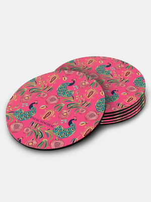 Macmerise Round Medium Density Fibreboard Coaster Set(Pack of 6)