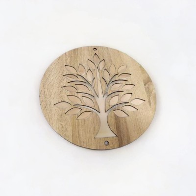 STONE X Round Wood Coaster Set(Pack of 1)