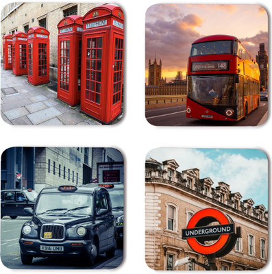 Coastify Square Wood Coaster Set(Pack of 8)