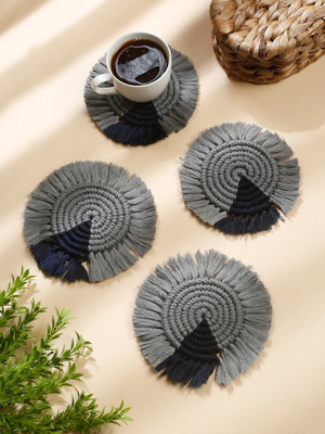 My Creative Hut Round Reversible Cotton Coaster Set(Pack of 4)