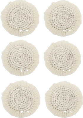 MUD FACTORY Round Cotton Coaster Set(Pack of 6)