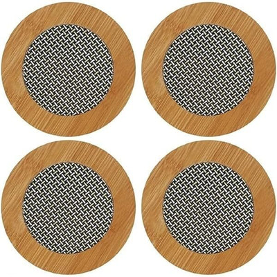 Harvic Round Bamboo Coaster Set(Pack of 6)