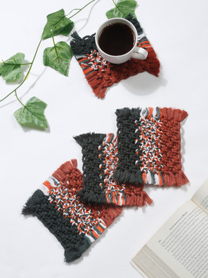 My Creative Hut Round Reversible Cotton Coaster Set(Pack of 4)