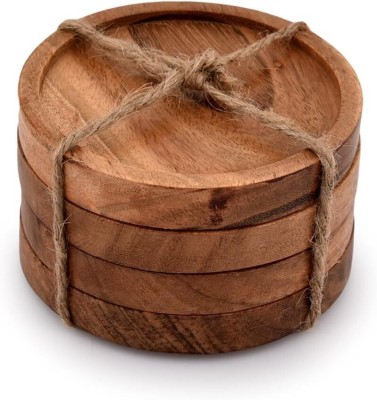 Timber Trove Round Wood Coaster Set(Pack of 4)
