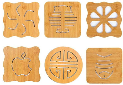 olwick Square Reversible Wood Coaster Set(Pack of 6)